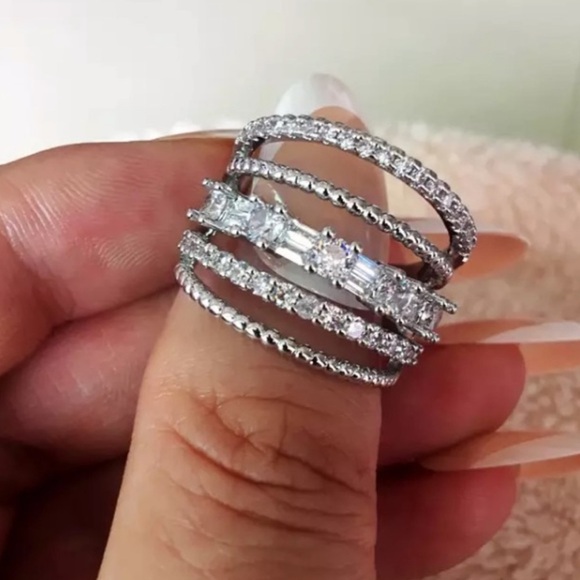 **NEW 925 Sterling Silver Diamond Multi Band Ring - Picture 3 of 6